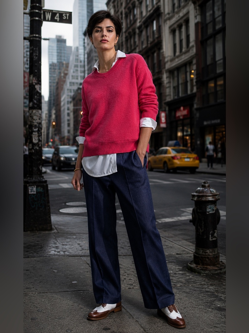 2-Ply Cashmere Bright Pink Crewneck Sweater